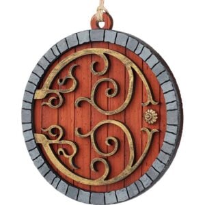 Padauk Hobbit Door Christmas Ornament with Grey Trim