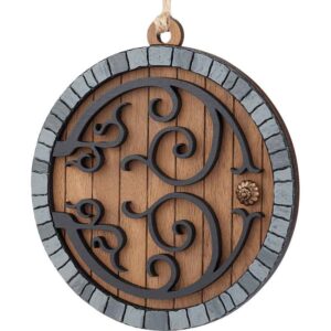 Walnut Hobbit Door Christmas Ornament with Grey Trim