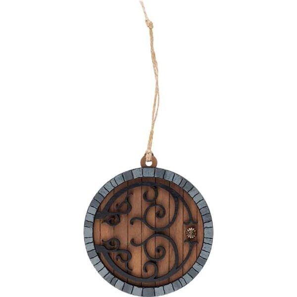 Walnut Hobbit Door Christmas Ornament with Grey Trim
