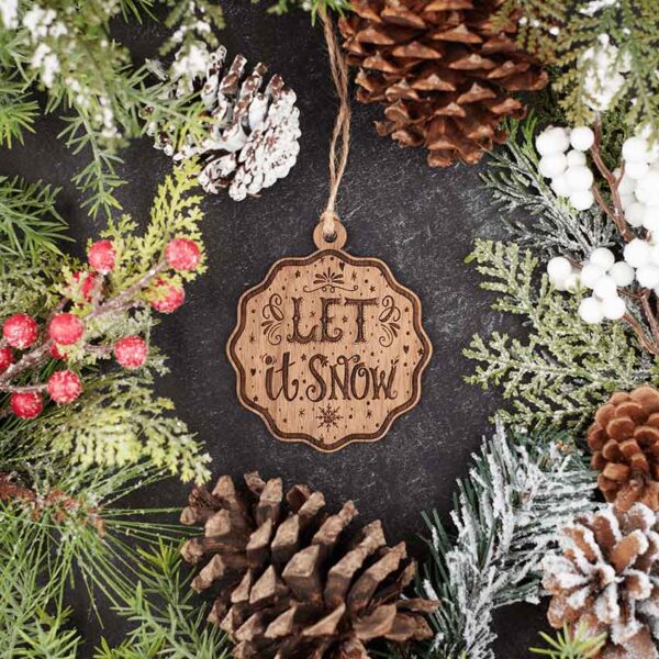 Let It Snow Wooden Christmas Ornament
