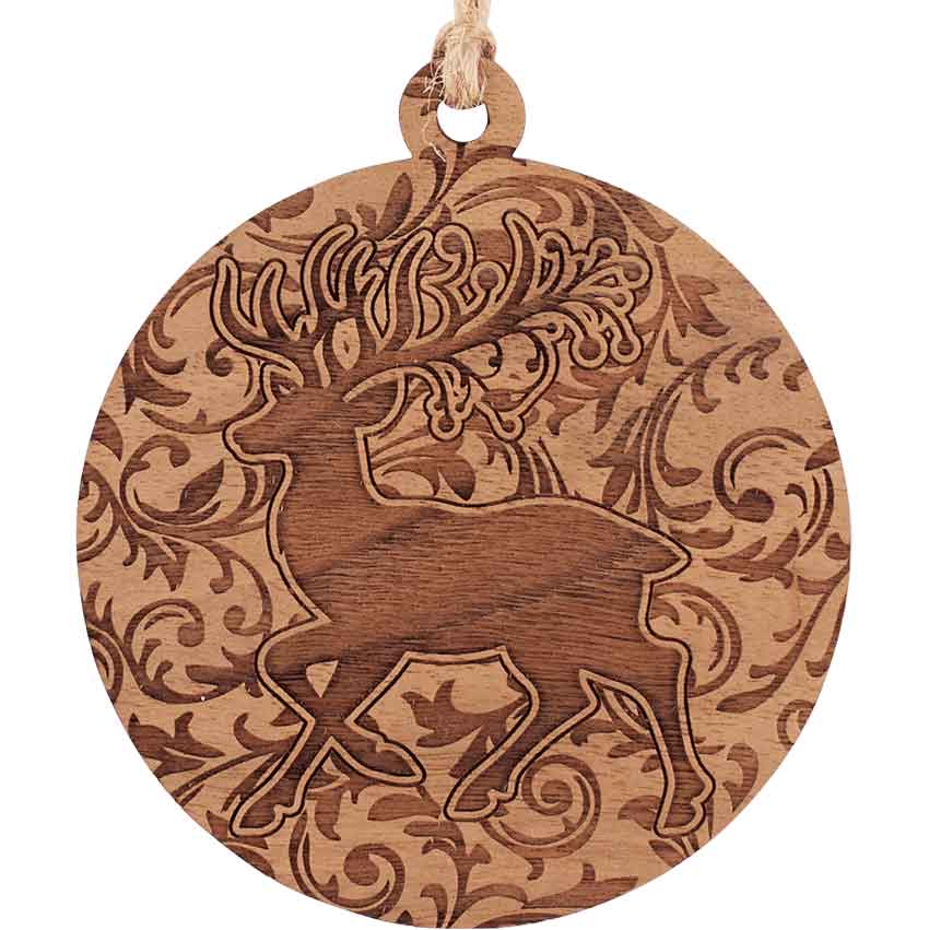 Filigree Deer Wooden Christmas Ornament