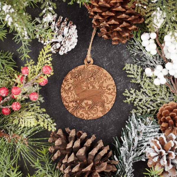 Filigree Deer Wooden Christmas Ornament