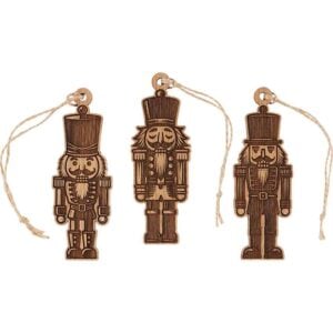 Wooden Nutcracker Christmas Ornaments - Set of 3