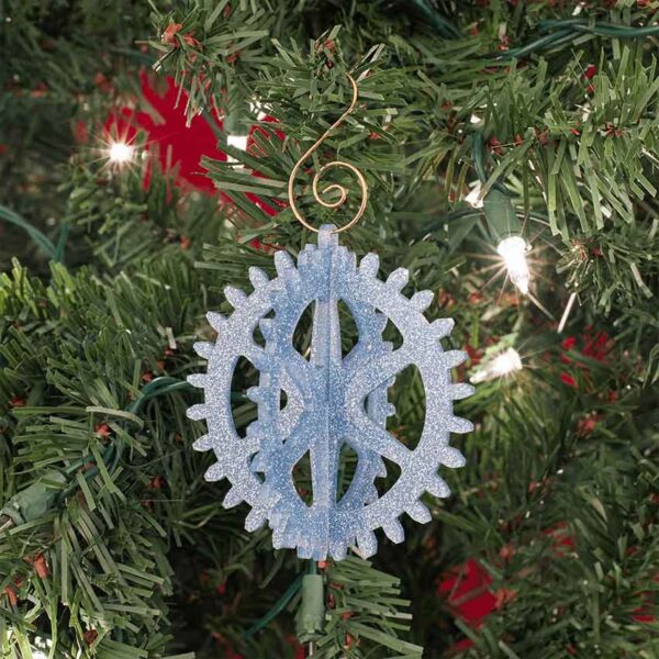 3-D Steampunk Glitter Gear Ornaments - Set of 6