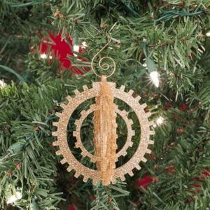 3-D Steampunk Glitter Gear Ornaments - Set of 6