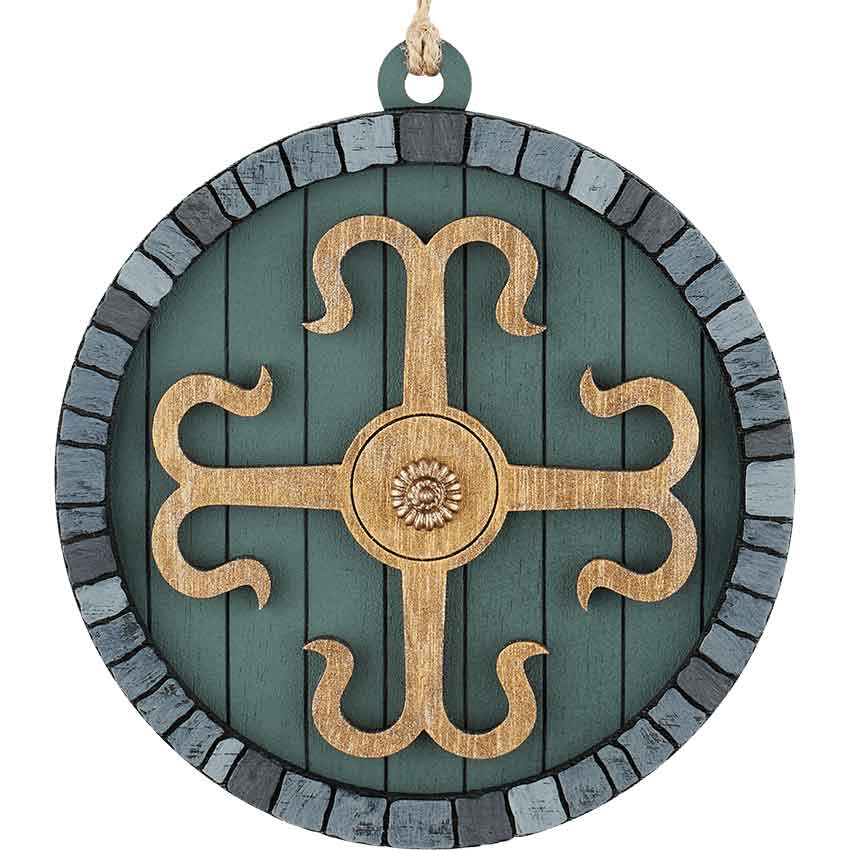 Green Shire Hobbit Door Christmas Ornament with Golden Flourish