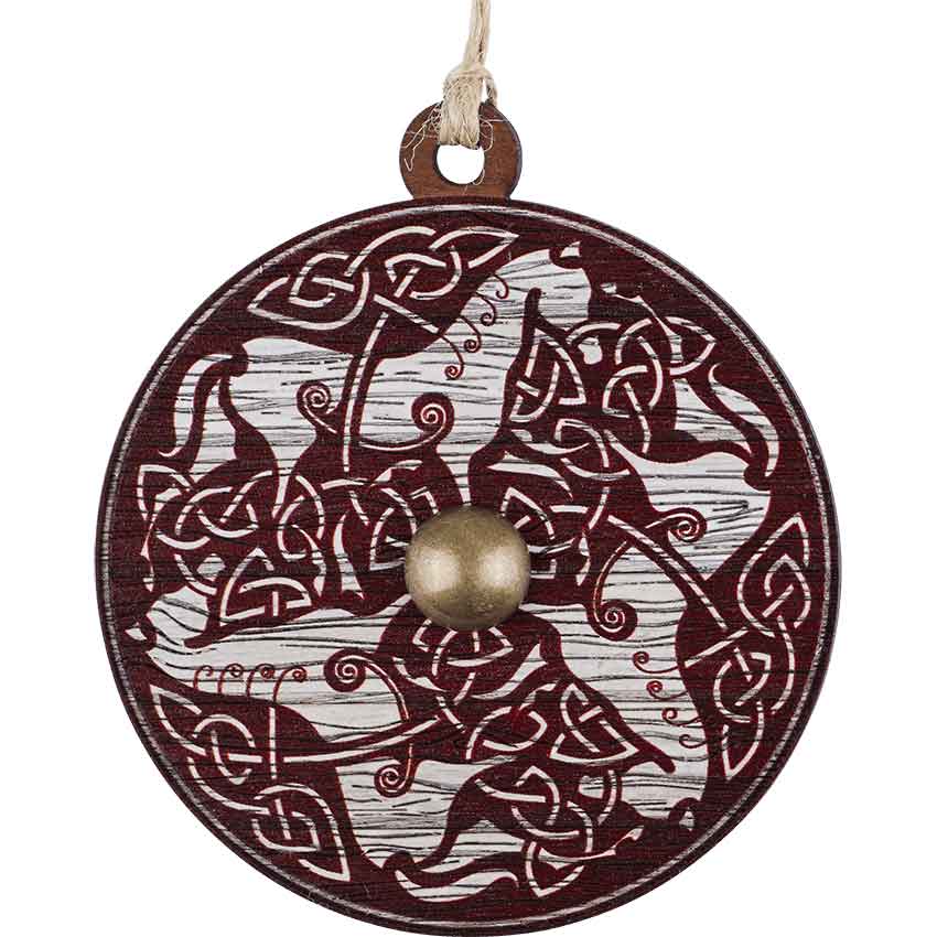 Red and White Celtic Horses Christmas Ornament