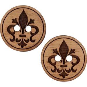 Fleur de Lis Wooden Buttons - Set of 2