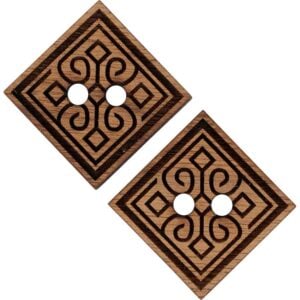 Decorative Diamond Wooden Buttons - Set of 2