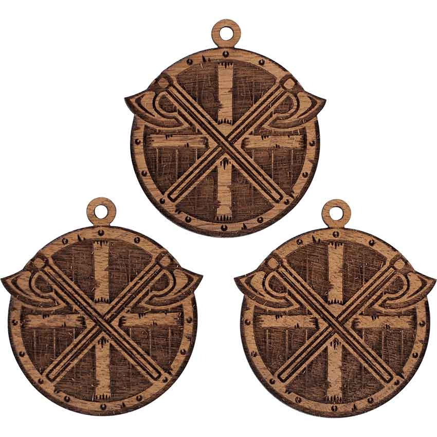 Viking Shield with Axes Mini Christmas Ornament - Set of 3