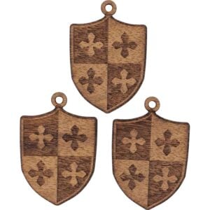Medieval Quartered Cross Shield Mini Christmas Ornament - Set of 3