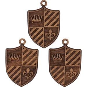 Medieval Crown and Fleur Shield Mini Christmas Ornament - Set of 3