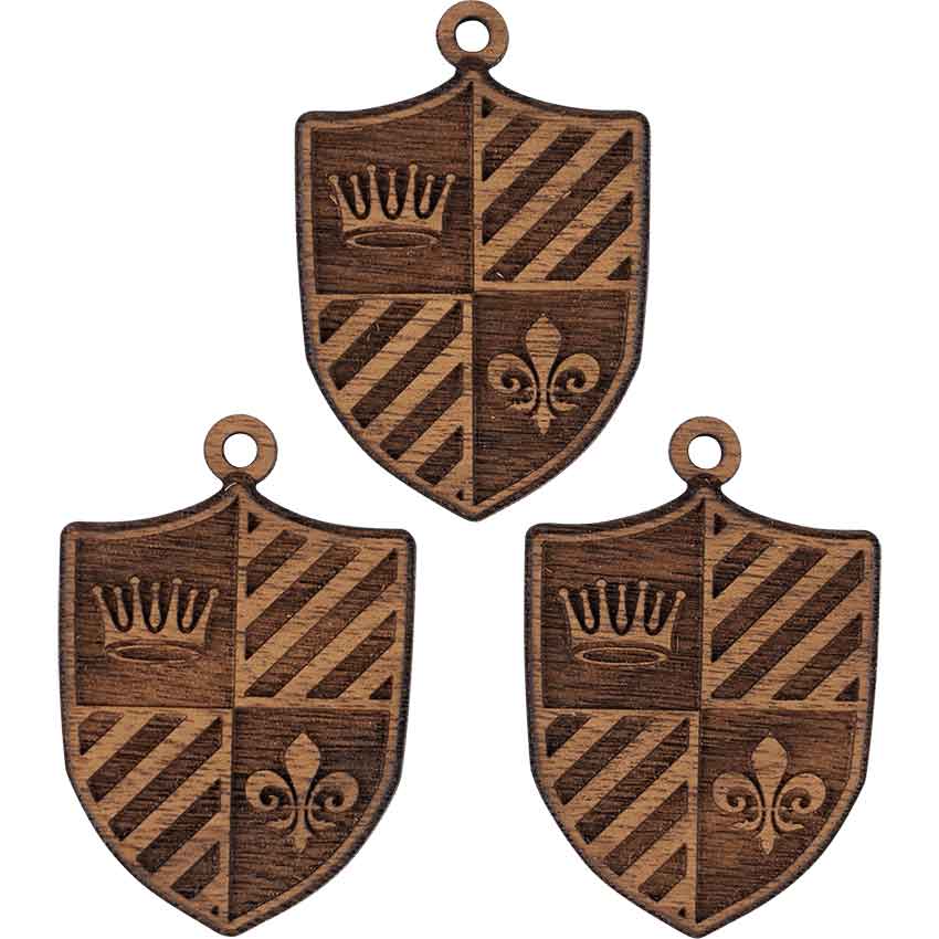Medieval Crown and Fleur Shield Mini Christmas Ornament - Set of 3