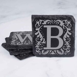Initial Letter Slate Coasters - Set of 4
