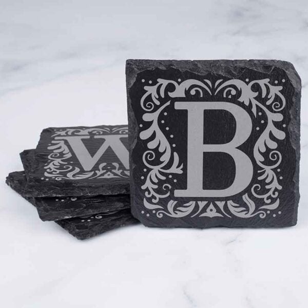 Initial Letter Slate Coasters - Set of 4