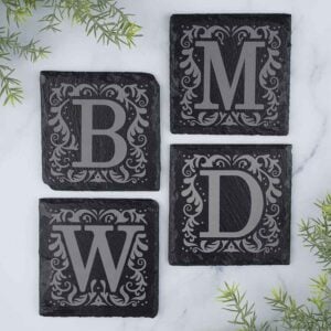 Initial Letter Slate Coasters - Set of 4