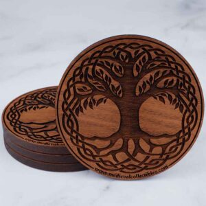 Celtic Tree of Life Walnut Coasters - Set of 4