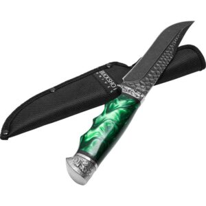 Green Marbled Hunting Knife with Sheath