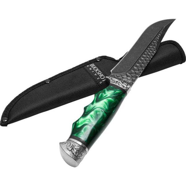 Green Marbled Hunting Knife with Sheath