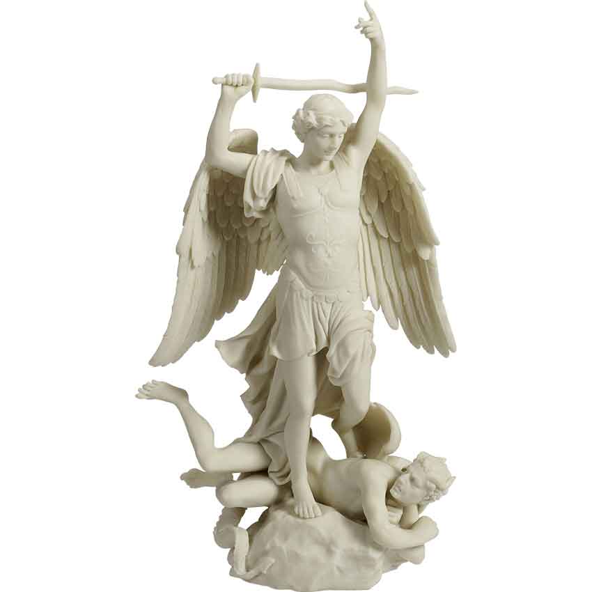 White Saint Michael Triumphant Statue