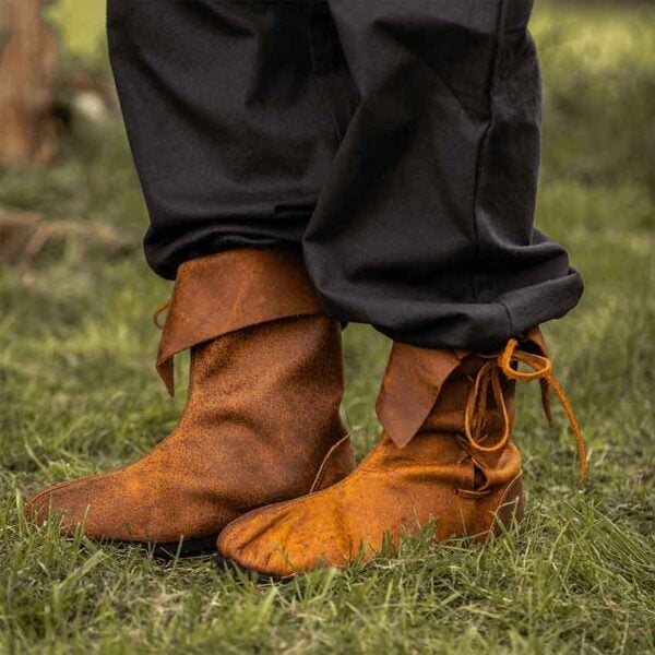 Nubuck Leather Medieval Boots - Brown