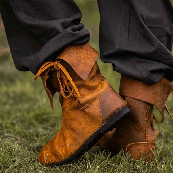 Nubuck Leather Medieval Boots - Brown