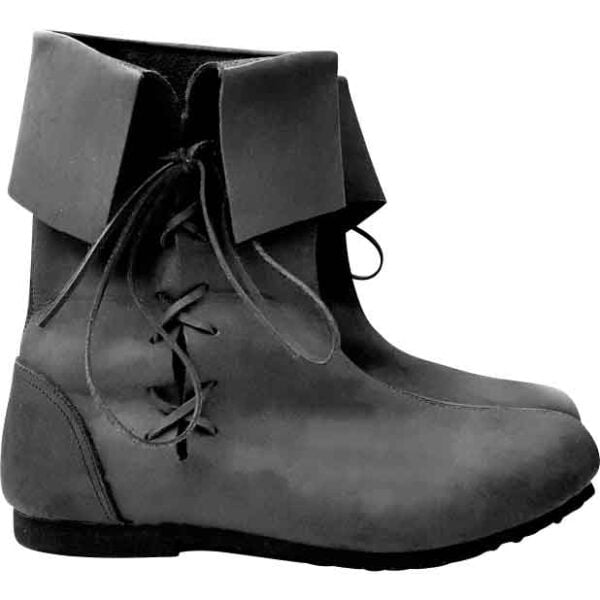 Nubuck Leather Medieval Boots - Black