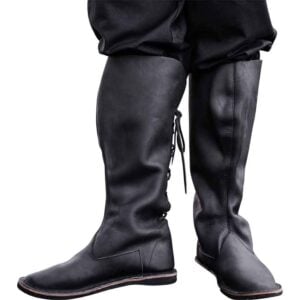 Tyra Medieval Leather Boots - Black