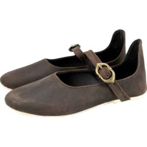 Cecilie Women's Medieval Leather Shoes - Brown