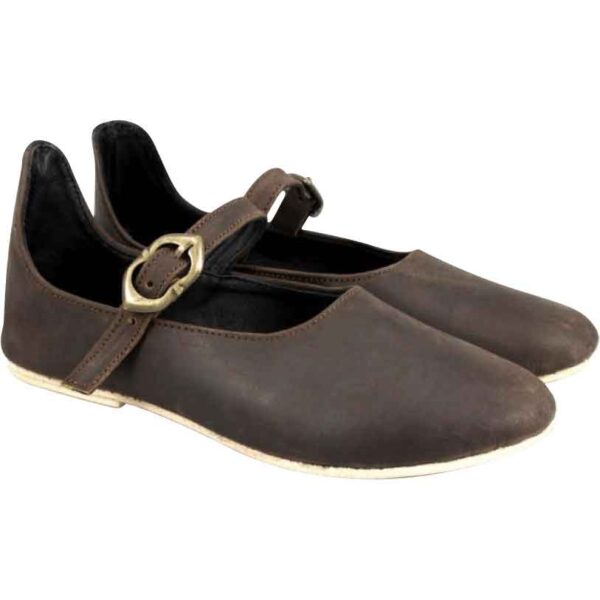 Cecilie Women's Medieval Leather Shoes - Brown