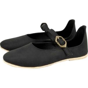 Cecilie Women's Medieval Leather Shoes - Black