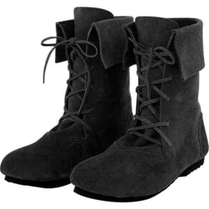 Aurin Cuffed Medieval Boots - Black