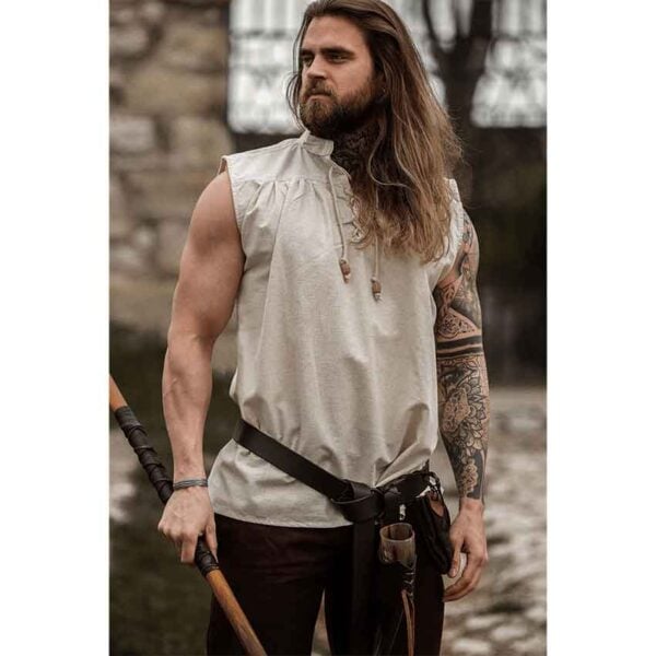 Louis Sleeveless Medieval Shirt - Natural