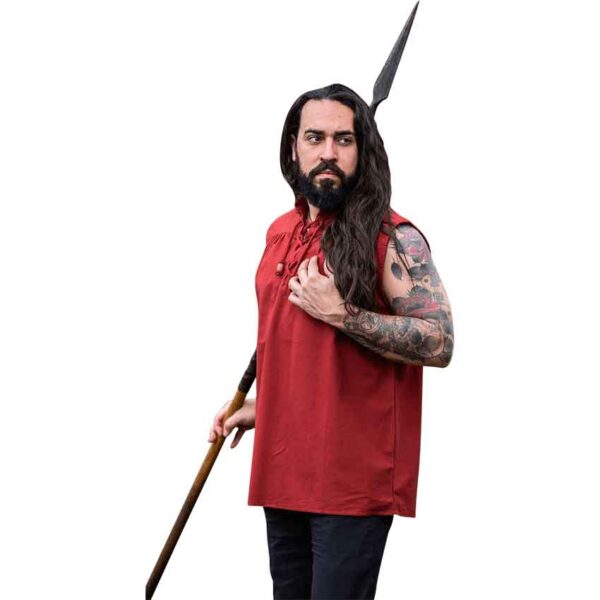Louis Sleeveless Medieval Shirt - Red