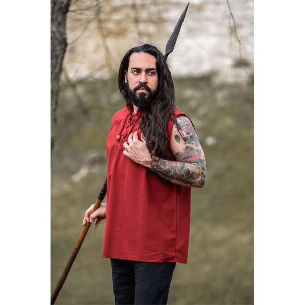 Louis Sleeveless Medieval Shirt - Red