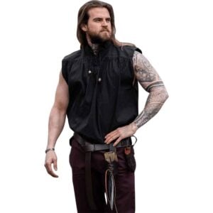 Louis Sleeveless Medieval Shirt - Black