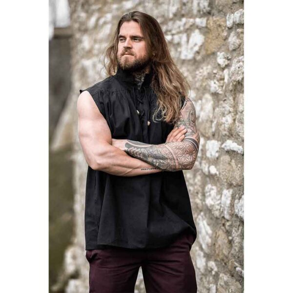 Louis Sleeveless Medieval Shirt - Black