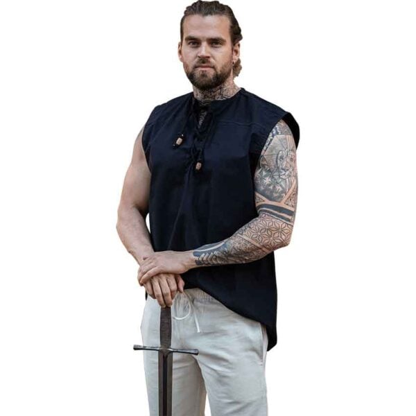 Jean Sleeveless Medieval Shirt - Black