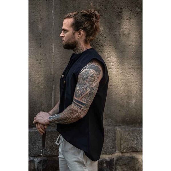 Jean Sleeveless Medieval Shirt - Black