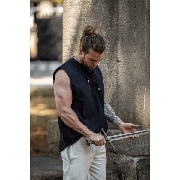 Jean Sleeveless Medieval Shirt - Black
