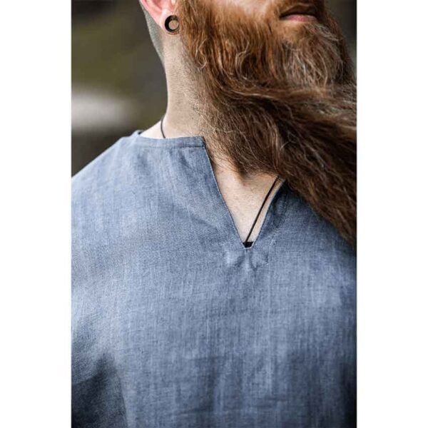 Halvar Linen Viking Tunic - Blue-Grey