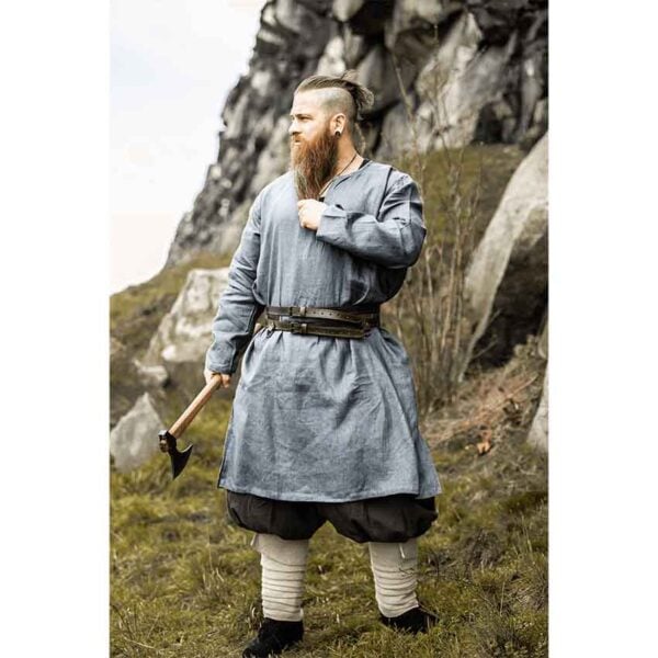 Halvar Linen Viking Tunic - Blue-Grey