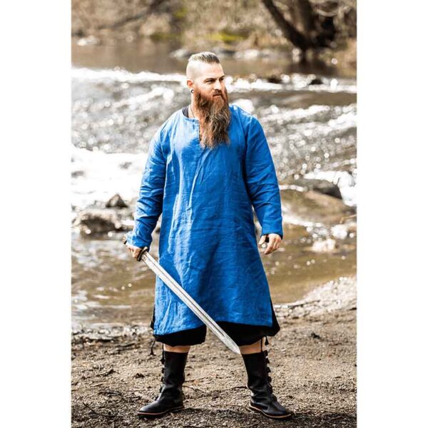 Halvar Linen Viking Tunic - Blue
