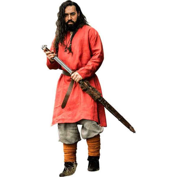 Halvar Linen Viking Tunic - Red