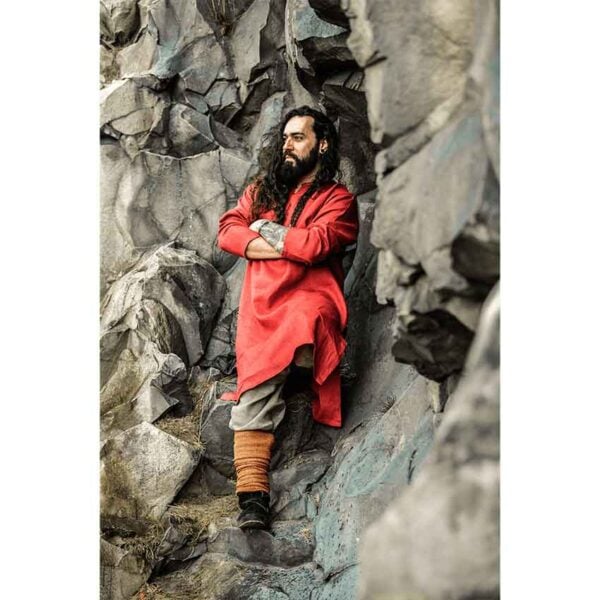 Halvar Linen Viking Tunic - Red