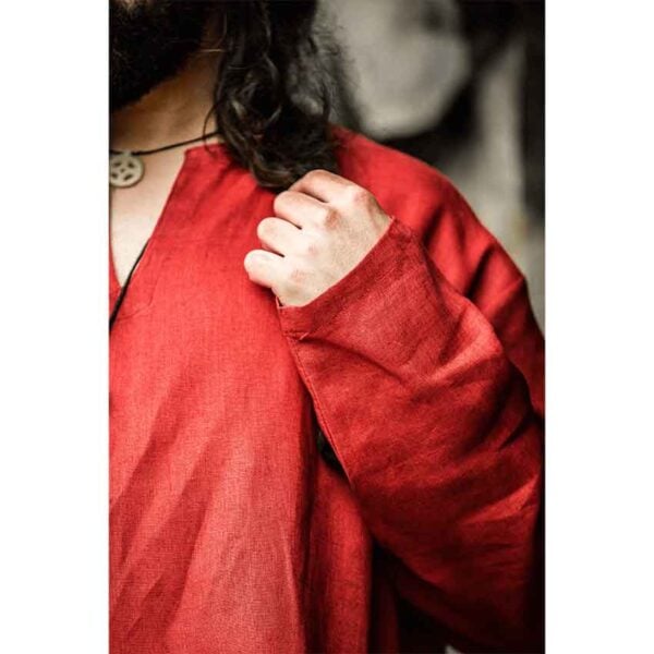 Halvar Linen Viking Tunic - Red