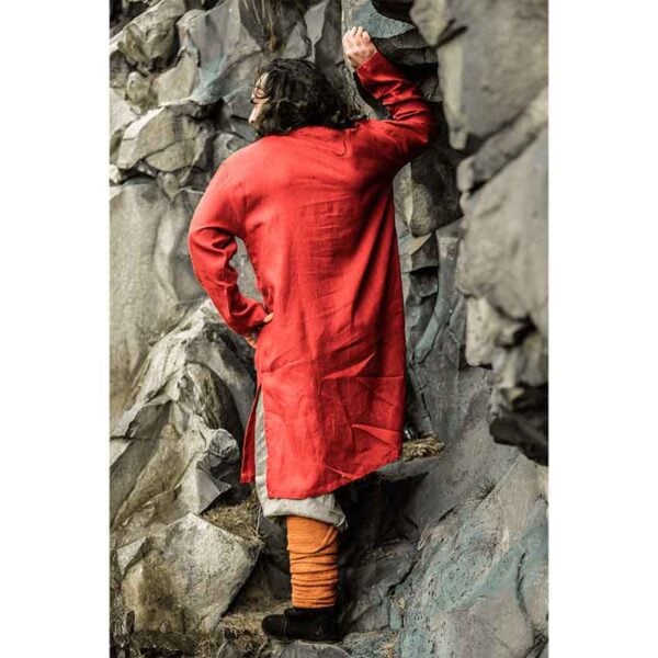 Halvar Linen Viking Tunic - Red