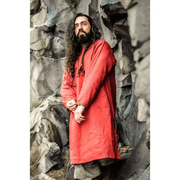 Halvar Linen Viking Tunic - Red