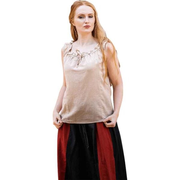 Adele Sleeveless Medieval Summer Blouse - Hemp