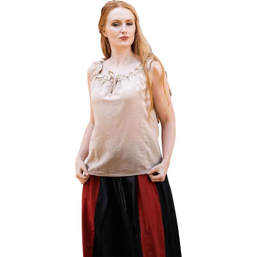 Adele Sleeveless Medieval Summer Blouse - Hemp